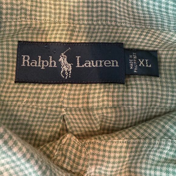 Ralph Lauren Linen Button Down Shirt XL Green | Purple Pony Coastal Grandpa - Picture 2 of 9